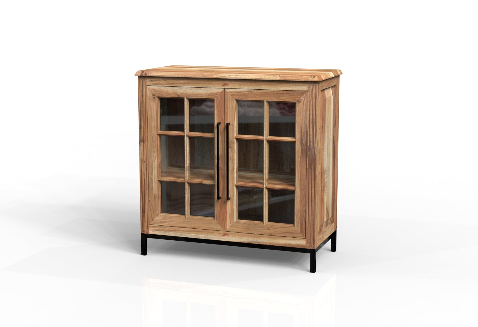 Atwell 40" 2 Door Glass Front Cabinet - Natural