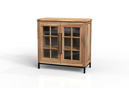 Atwell 40" 2 Door Glass Front Cabinet - Natural