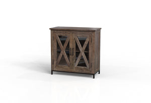 Wesley 40" 2 Door Glass Front Cabinet - Natural + Smoke