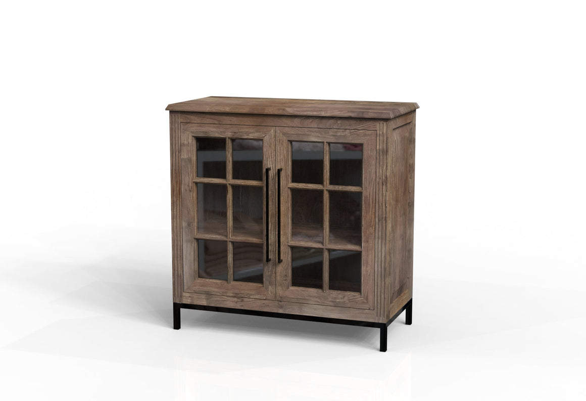 Atwell 40" 2 Door Glass Front Cabinet - Natural + Smoke