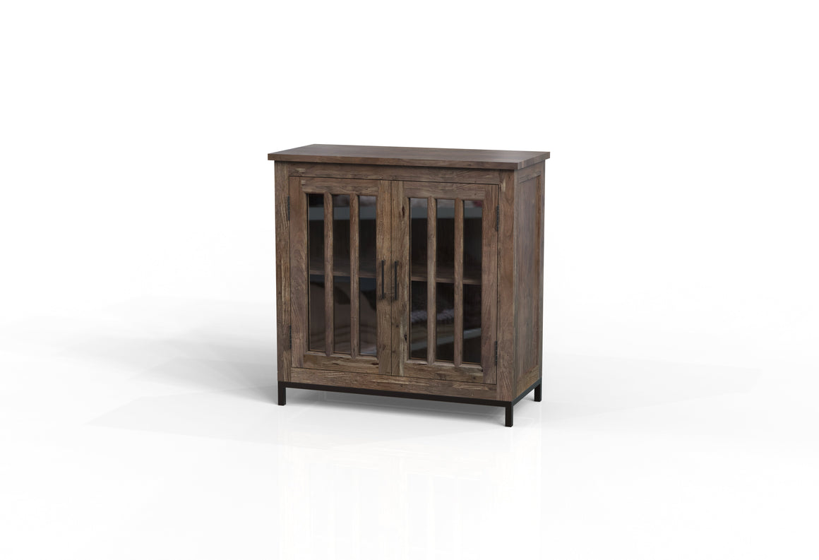 Walter 40" 2 Door Glass Front Cabinet - Natural + Smoke