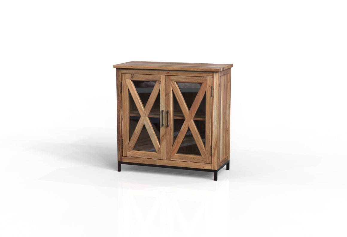 Wesley 40" 2 Door Glass Front Cabinet - Natural