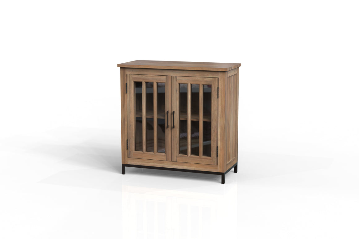 Walter 40" 2 Door Glass Front Cabinet - Natural + Gray