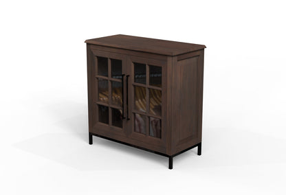 Atwell 40" 2 Door Glass Front Cabinet - Natural + Black