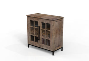 Atwell 40" 2 Door Glass Front Cabinet - Natural + Smoke