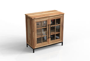 Atwell 40" 2 Door Glass Front Cabinet - Natural