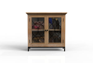 Eliza 40" 2 Door Glass Front Cabinet - Natural + Gray