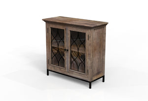 Eliza 40" 2 Door Glass Front Cabinet - Natural + Smoke