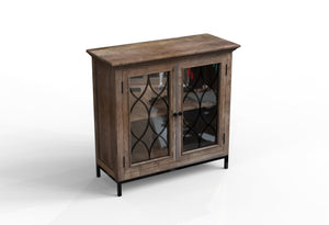 Eliza 40" 2 Door Glass Front Cabinet - Natural + Smoke