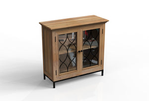 Eliza 40" 2 Door Glass Front Cabinet - Natural + Gray