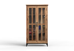 Tomas 38" 2 Door Glass Front Cabinet - Natural