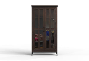 Tomas 38" 2 Door Glass Front Cabinet - Natural + Black