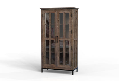 Tomas 38" 2 Door Glass Front Cabinet - Natural + Smoke