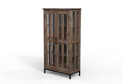Tomas 38" 2 Door Glass Front Cabinet - Natural + Smoke