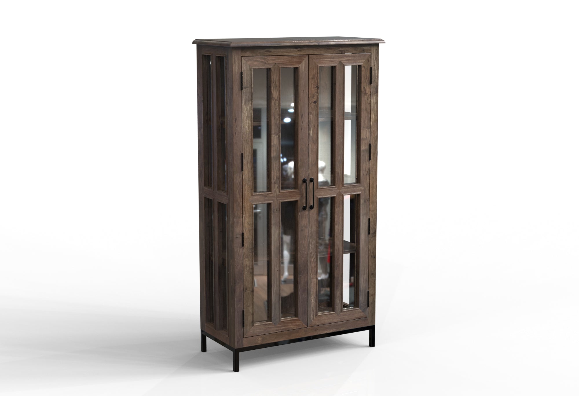 Tomas 38" 2 Door Glass Front Cabinet - Natural + Smoke