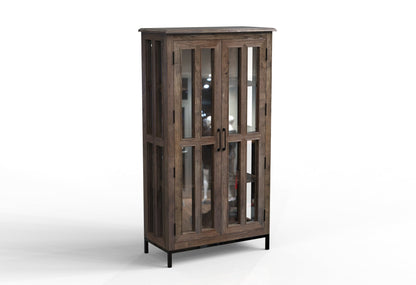 Tomas 38" 2 Door Glass Front Cabinet - Natural + Smoke