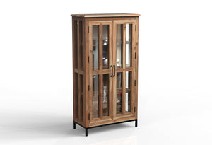 Tomas 38" 2 Door Glass Front Cabinet - Natural