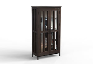 Tomas 38" 2 Door Glass Front Cabinet - Natural + Black