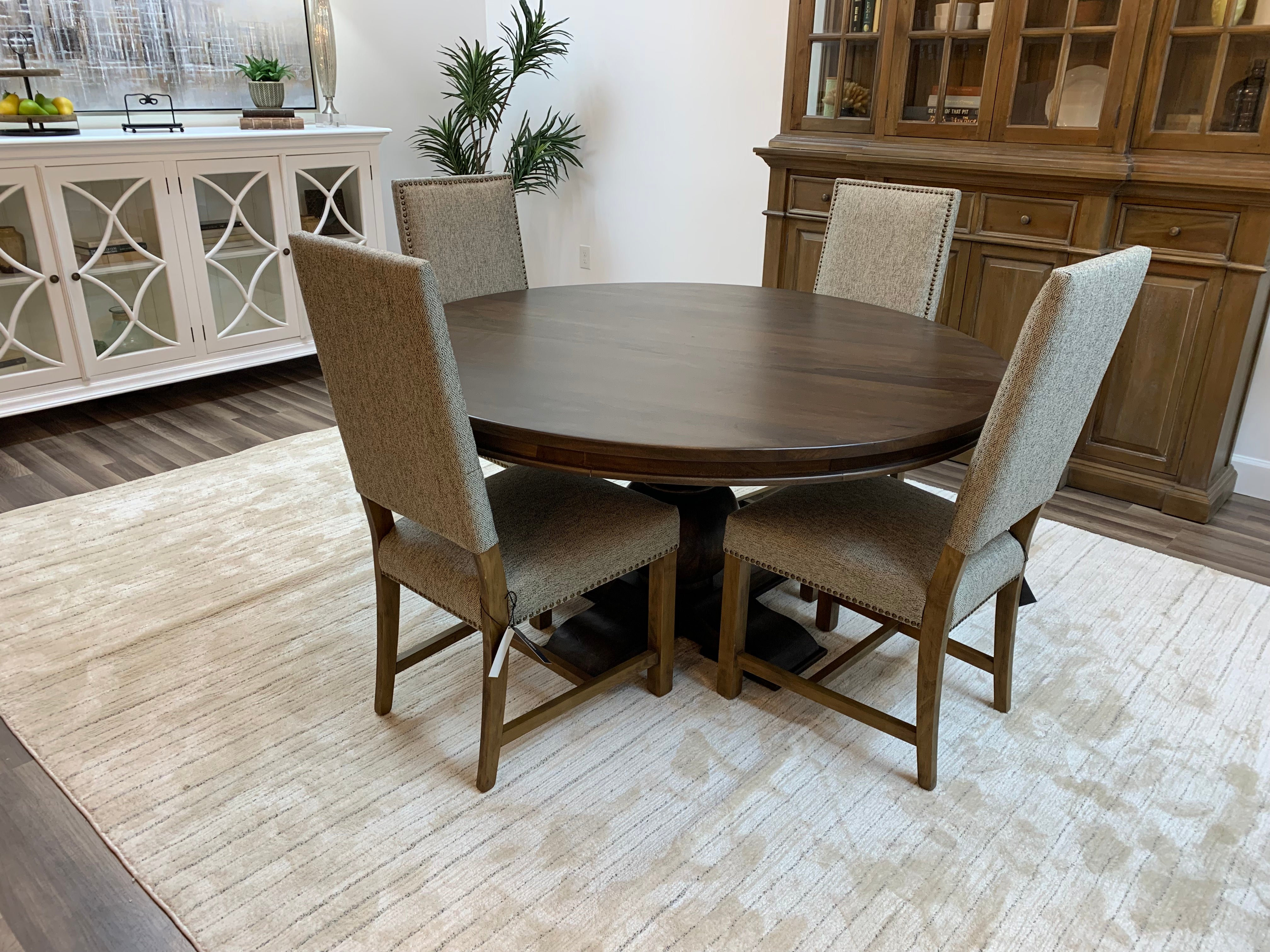 Marcia 60" Acacia Round Dining Table - Natural + Black