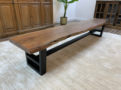 Malcolm Acacia Live Edge Dining Bench - Natural + Gray