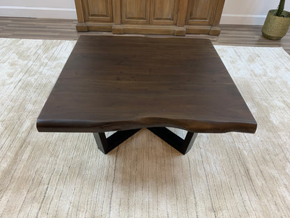 Malcolm Acacia 40" Square Live Edge Coffee Table - Natural + Black