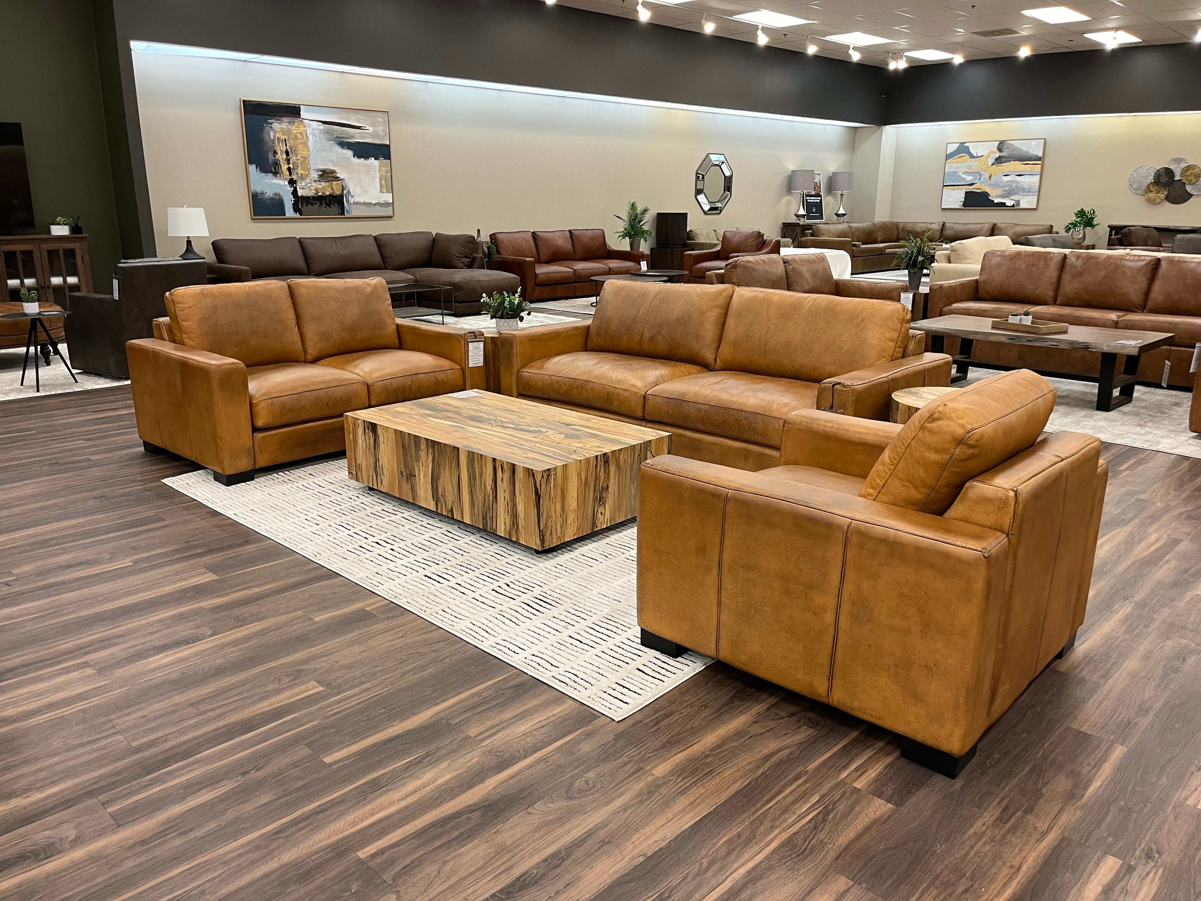 Norton 64" Top Grain Leather 2 Cushion Loveseat - Diva Mustang