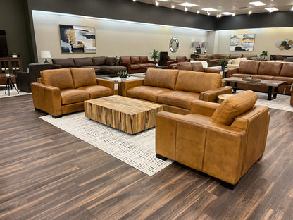 Norton 64" Top Grain Leather 2 Cushion Loveseat - Diva Mustang