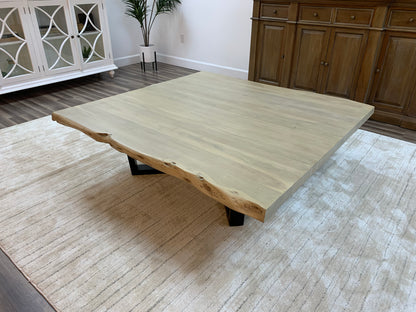 Malcolm Acacia 60" Square Live Edge Coffee Table - New White Wash