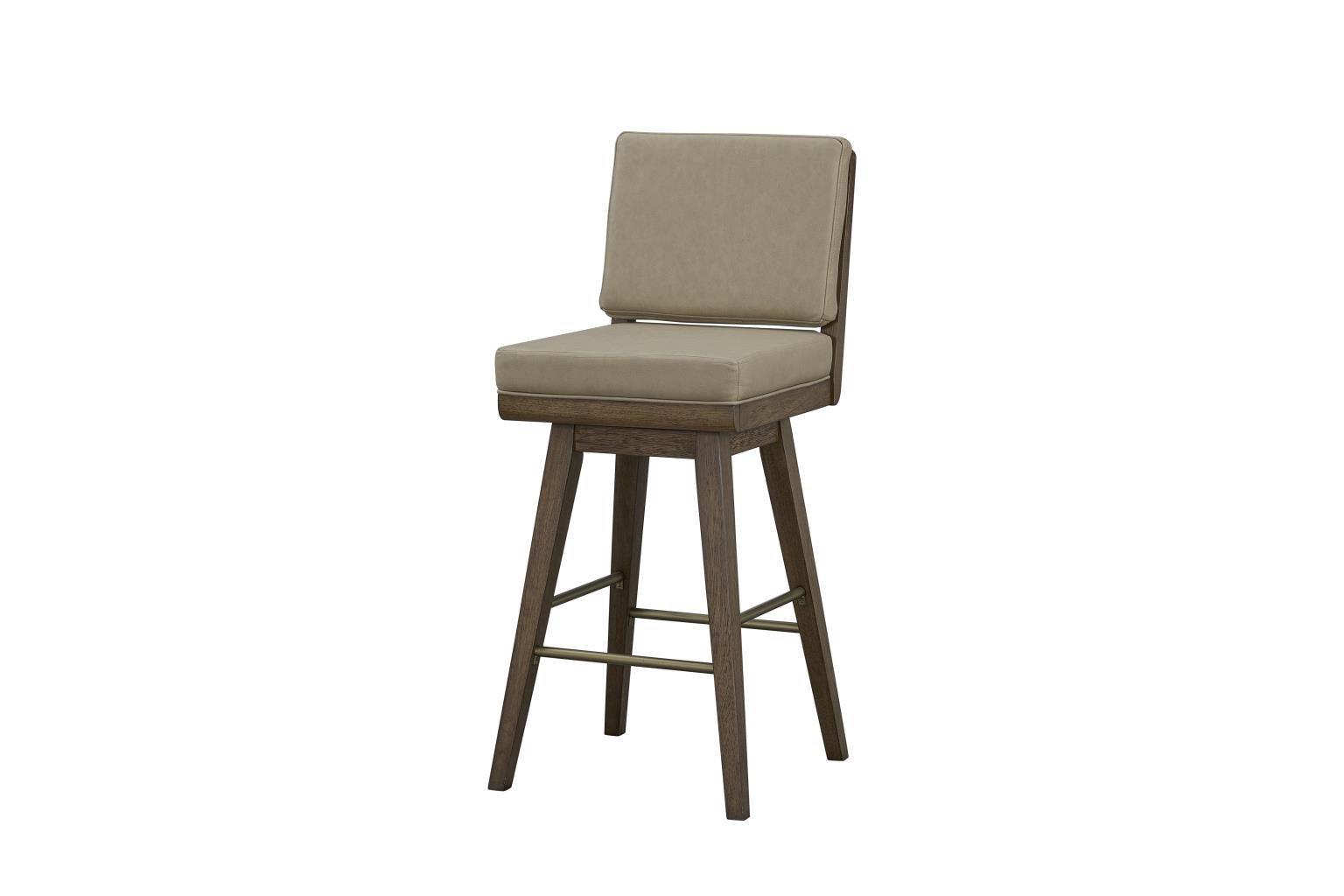 Wendell Top Grain Leather Swivel Counter Stool - Taupe + Earth