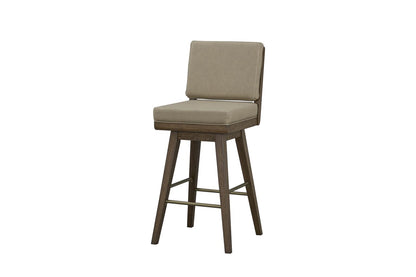 Wendell Top Grain Leather Swivel Counter Stool - Taupe + Earth