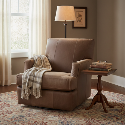 Cassidy 31" Wide Track Arm Top Grain Leather Swivel Glider - Dixieland Tobacco