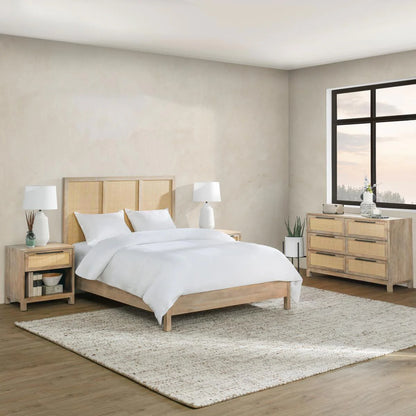 Plateau 77" Wood & Rattan California King Bed - Light Natural
