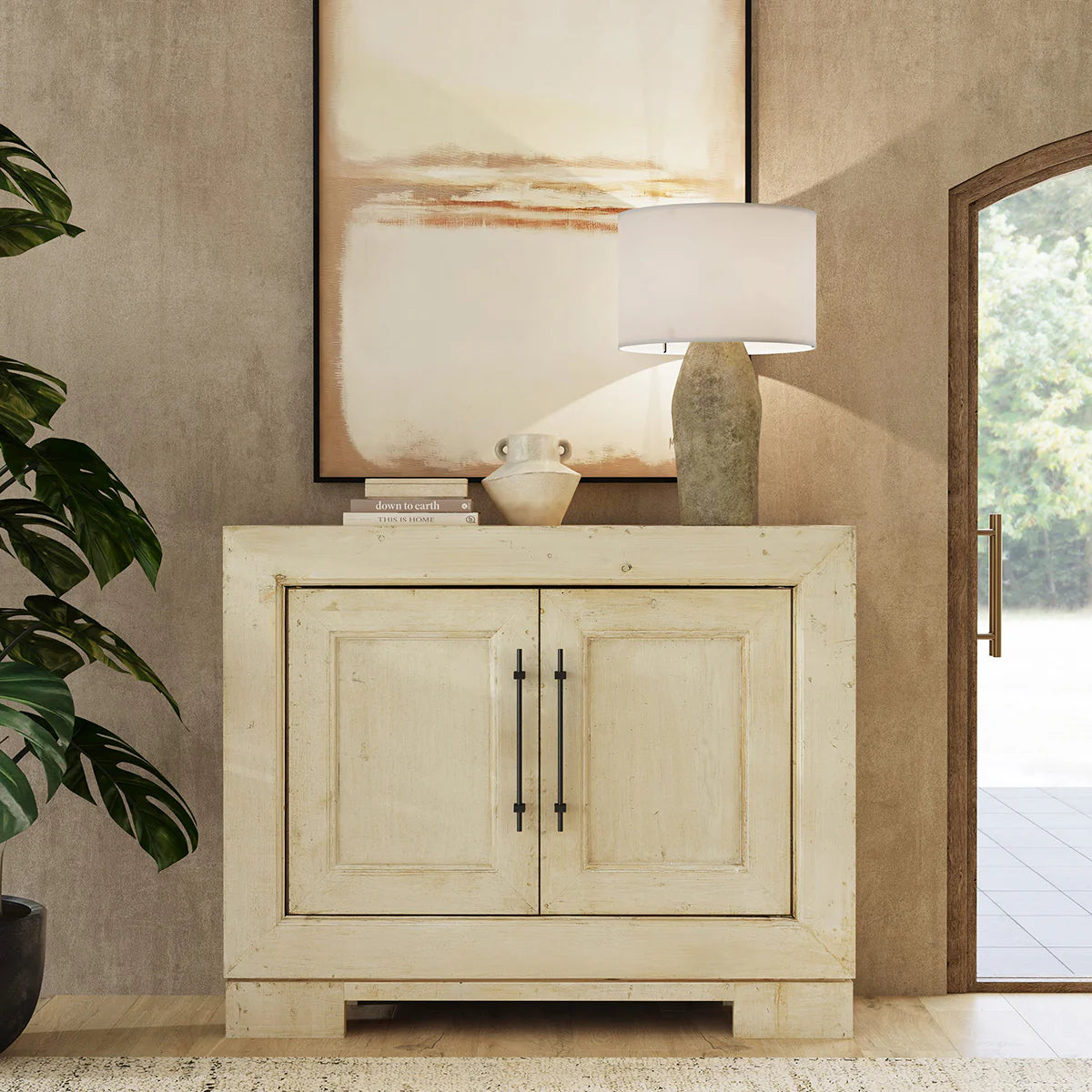 Parrish 53" 2 Door Reclaimed Pine Cabinet - Distressed Cream