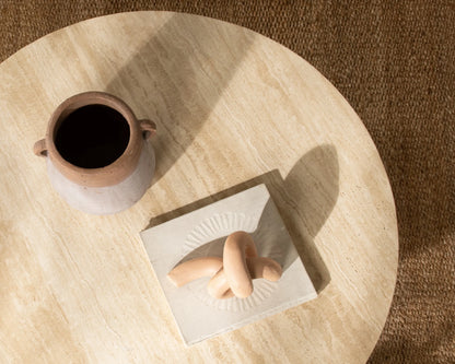 Wesley 40" Round Travertine Coffee Table - Tan