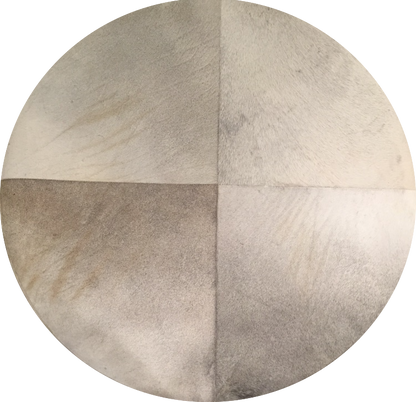 Jerilyn 18" Top Grain Leather Cowhide Ottoman- Frost & Brass