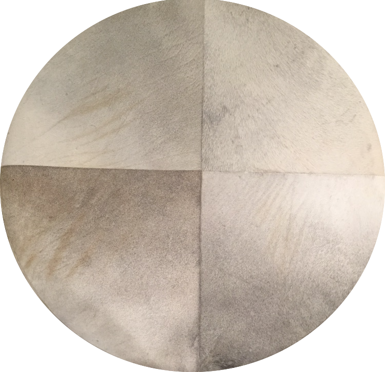 Jerilyn 18" Top Grain Leather Cowhide Ottoman- Frost & Brass