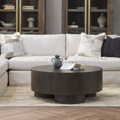 Rena 42" Round Coffee Table - Coffee Brown