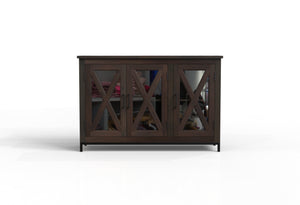 Wesley 60" 3 Door Glass Front Sideboard - Natural + Black