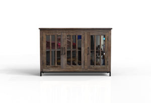 Walter 60" 3 Door Glass Front Sideboard - Natural + Smoke