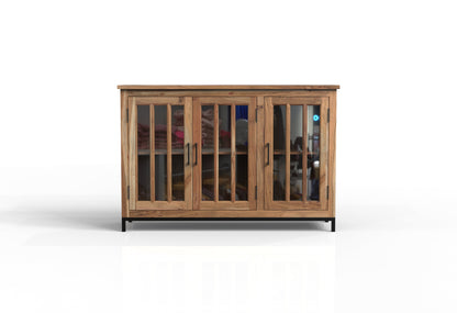 Walter 60" 3 Door Glass Front Sideboard - Natural