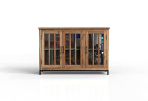 Walter 60" 3 Door Glass Front Sideboard - Natural