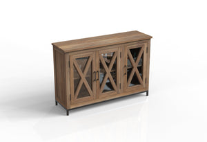 Wesley 60" 3 Door Glass Front Sideboard - Natural + Gray