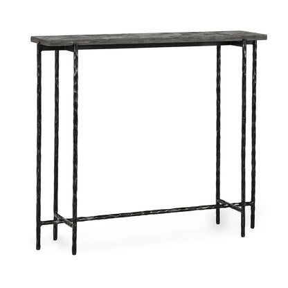 Hiro 35" Iron Console Table - Iron + Blue Stone