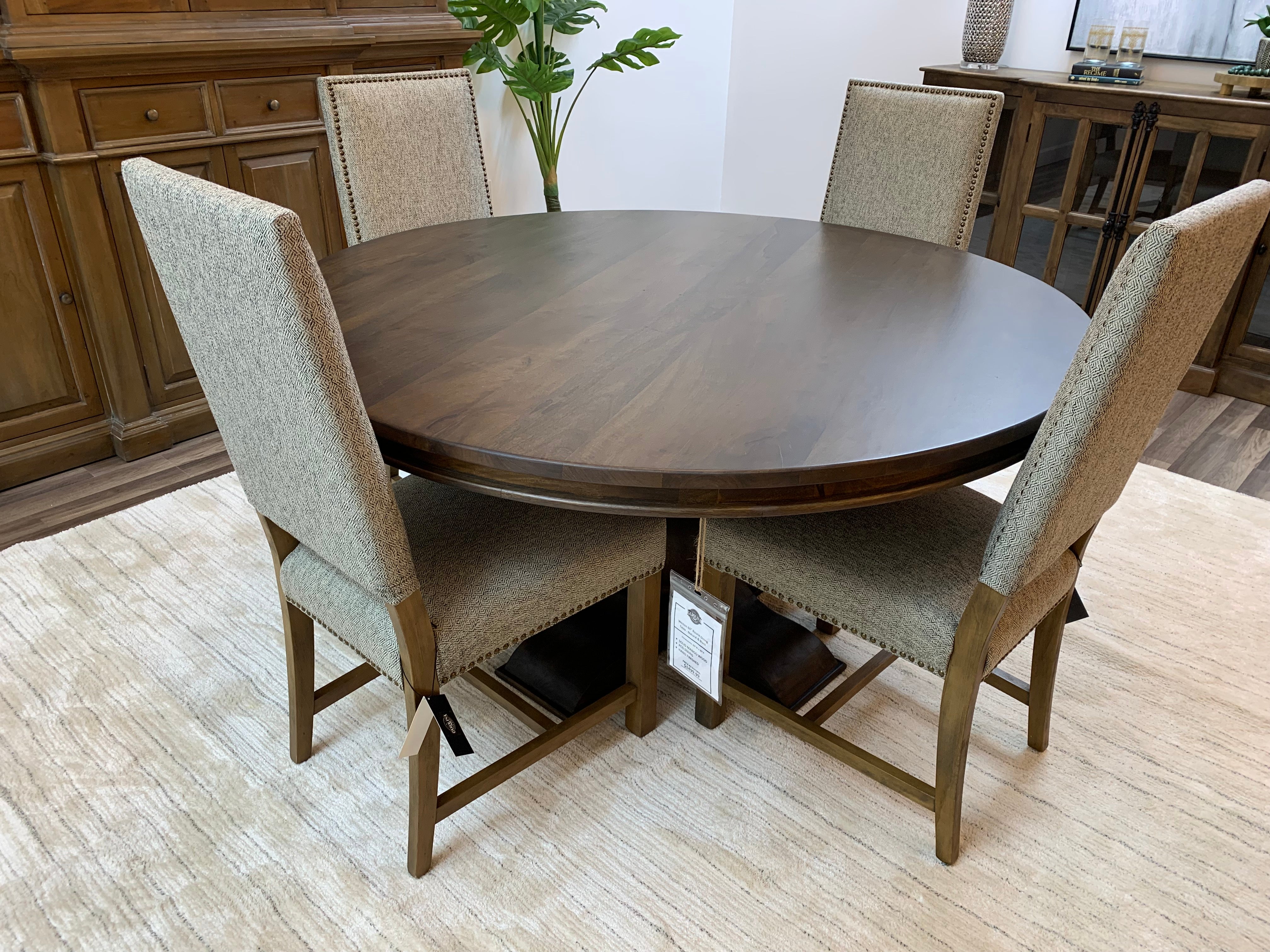 Marcia 60" Acacia Round Dining Table - Natural + Black