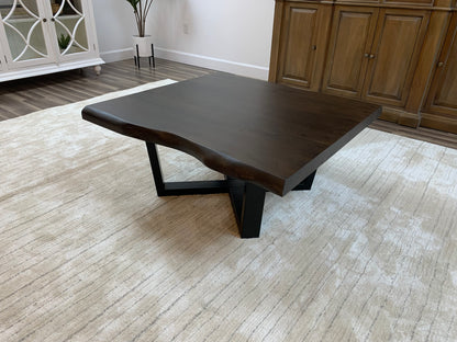Malcolm Acacia 40" Square Live Edge Coffee Table - Natural + Black