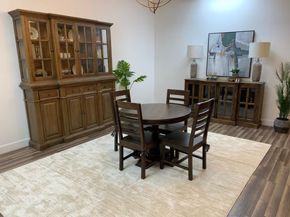 Marcia 42" Acacia Round Dining Table - Natural + Black