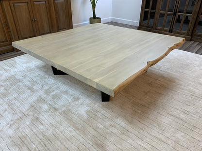 Malcolm Acacia 60" Square Live Edge Coffee Table - New White Wash