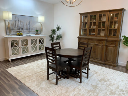 Marcia 42" Acacia Round Dining Table - Natural + Black