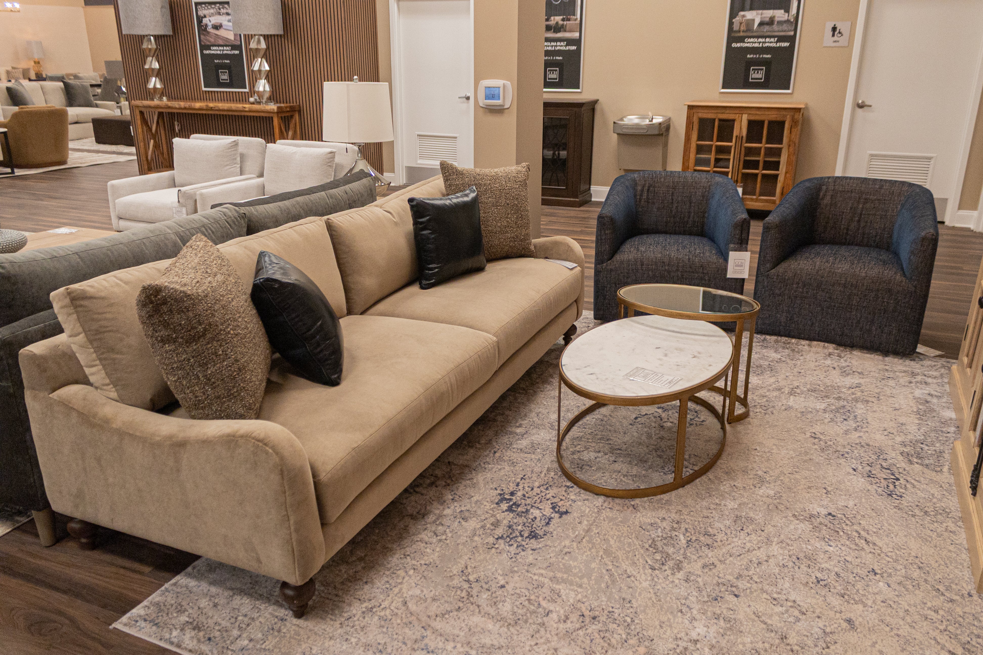 Crowder 38" Nesting Coffee Tables - Brass + Marble