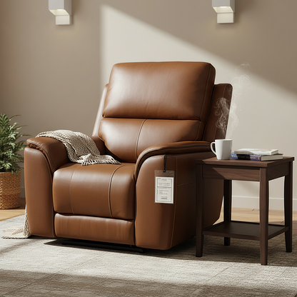Horace 42" Top Grain Leather Power Motion Reclining Chair - Terrace Brown